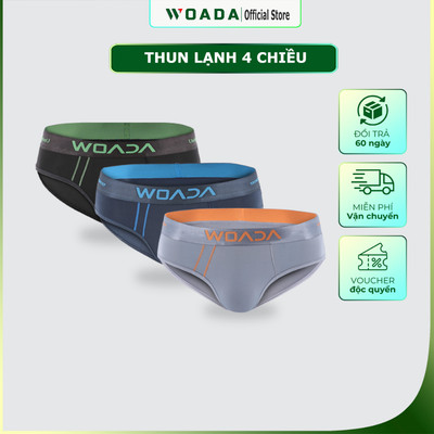 [COMBO 3] Quần Lót Nam Dáng Brief Chất Liệu Thun Lạnh 4 Chiều Cao Cấp Thương Hiệu WOADA LK131