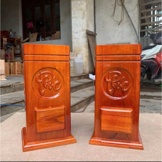    Tặng Kèm Hộp Quẹt   Ống Đựng Nhang Gỗ Tự Nhiên Đẹp Mắt Có Chỗ Để Hộp Quẹt   Mẫu khắc chữ: PHÚC-LỘC-THỌ  