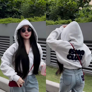 Áo Khoác Nỉ Dáng Lửng Boxy ISMA.CLUB Thêu Sắc Nét Form Croptop Dáng Lửng