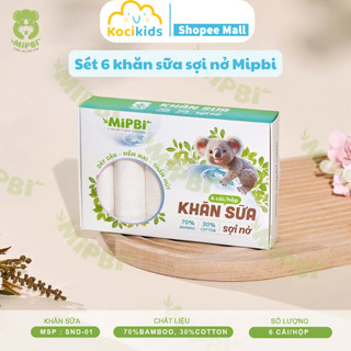 Sét 6 Khăn sữa sợi nở Mipbi cao cấp dày dặn, mềm mịn, thấm hút tốt, an toàn cho bé, đóng hộp sang trọng