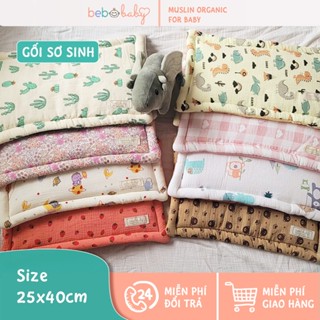 Gối xô Muslin cao cấp Bebobaby cho trẻ sơ sinh - Organic - Mềm mại - Thấm hút - Thoáng khí