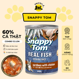   COMBO 12 LON  Pate cho mèo Snappy Tom Real Fish Grain Free 400g – Làm từ cá thật 0 chất bảo quản 