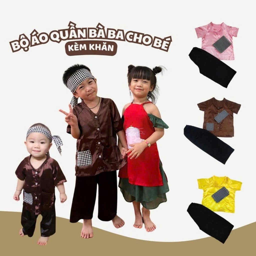 Bộ áo bà ba cho bé (KÈM KHĂN)