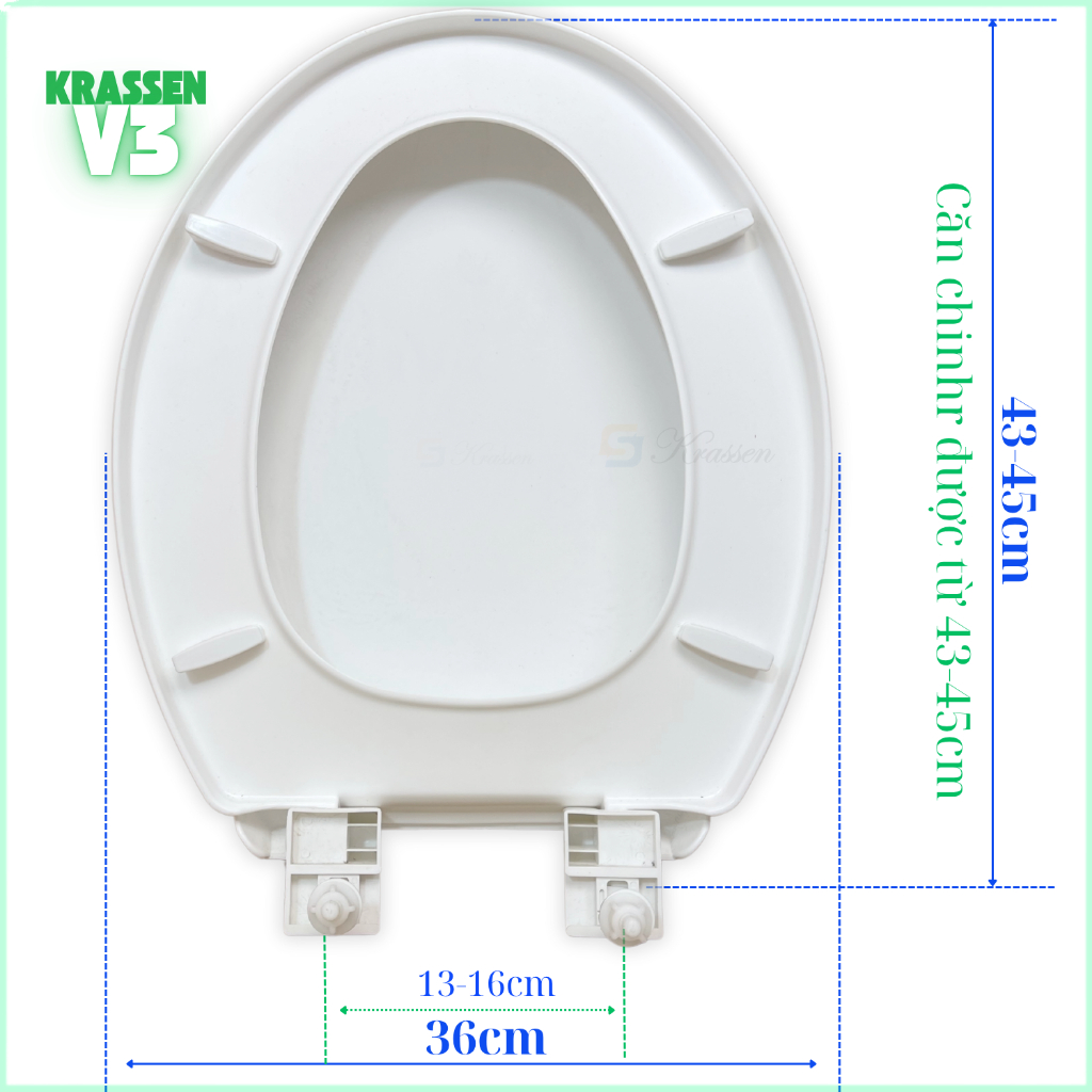 KS.03 - Nắp bồn cầu rơi tự do màu trắng sữa phủ bóng trống ố vàng, xỉn màu, phù hợp bồn cầu hai khối 36x43cm+-1cm.