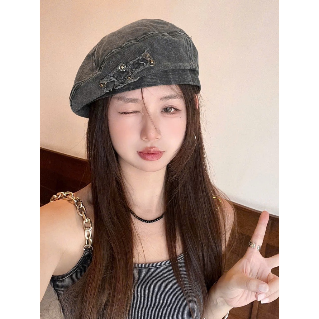 NP160 Mũ Beret Jean Phong Cách Punk – Mũ Nồi Nữ Ulzzang Cực Chất Xinh