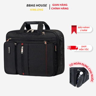 (Mới) Cặp đen học sinh cấp 2 và 3, cặp đa năng, balo nhiều ngăn Kim Long KL035