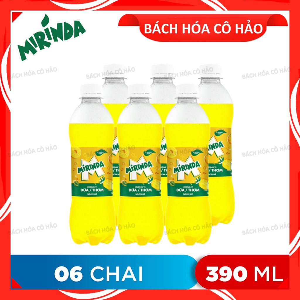 LỐC 6 CHAI NƯỚC GIẢI KHÁT HƯƠNG DỨA MIRINDA 390ML