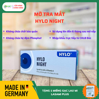 Combo 2 Mỡ tra mắt HYLO NIGHT - Vitamin A chính hãng từ CHLB Đức - Tặng 2 Miếng Gạc Lau Mi