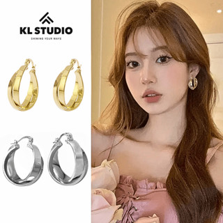 Bông Tai Tròn Sợi Đôi KL.STUDIO Size 2.7cm, Khuyên Tai Trơn Khoá Gài Phong Cách Âu Mỹ Đơn Giản Cá Tính - E72