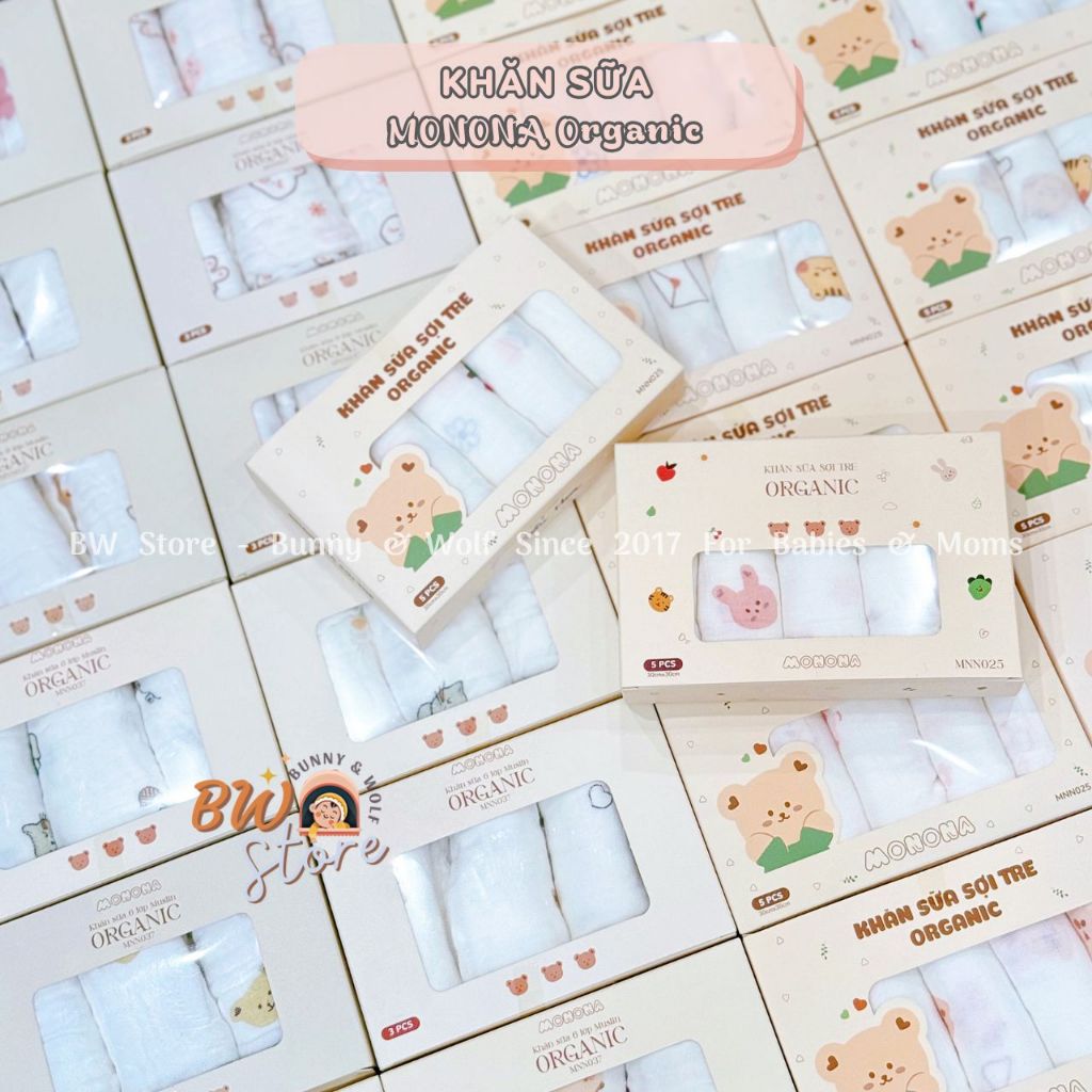 Khăn Sữa Sợi Tre, Khăn Sữa Xô Muslin MONONA Organic Cho Bé [ BW Store ]