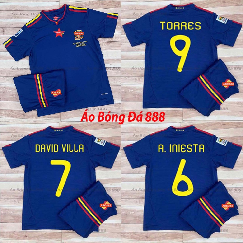 Bộ Quần Áo Bóng Đá Đội Tuyển Tây Ban Nha 2010 - Vải Polyester Thái Cao Cấp