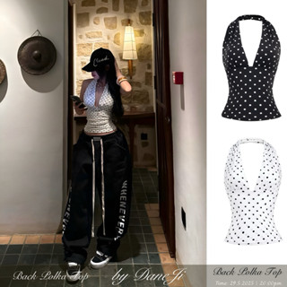 [ BACK POLKA TOP ] Áo hở lưng DANEJI hoạ tiết chấm bi, slimfit siêu chiết eo , 2 Lớp dày dặn, phù hợp hằng ngày
