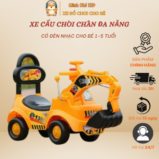 [ Ȟỏa Tốc ] Xe cẩu chòi chân, xe chòi cần cẩu cho bé có phát nhạc nhựa cứng cáp an toàn Minhnhi.Kid