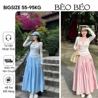 [BÈO BÉO BIGSIZE] SET 3 MÓN TIỂU THƯ : ÁO YẾM + THUN GIẤY TRẮNG KHOÁC NGOÀI + CHÂN VÁY MIDI ĐÍNH NƠ FORM BIGSIZE 60-90KG