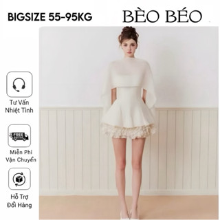 [BÈO BÉO BIGSIZE] SET 3 MÓN ÁO CUP DÁNG XOÈ - CHOÀNG - CHÂN VÁY XẾP LY TẦNG FORM BIGSIZE 60-90KG
