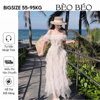 [BÈO BÉO BIGSIZE] VÁY REN TRỄ VAI CỘT CỔ DÁNG DÀI TUA RUA REN FORM BIGSIZE 60-90KG