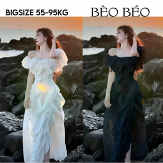 [BÈO BÉO BIGSIZE] ĐẦM TRỄ VAI TUA RUA MAXI ĐI BIỂN FORM BIGSIZE 60-90KG ( BÈO BÉO BIGSIZE )