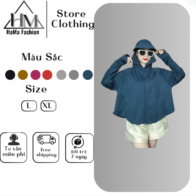 Áo Chống Nắng Nữ Ngắn Dáng Rộng Cánh Dơi Vải Umi Thoáng Mát Co Giãn Kèm Mũ Chống Tia Uv | BigBuy360 - bigbuy360.vn