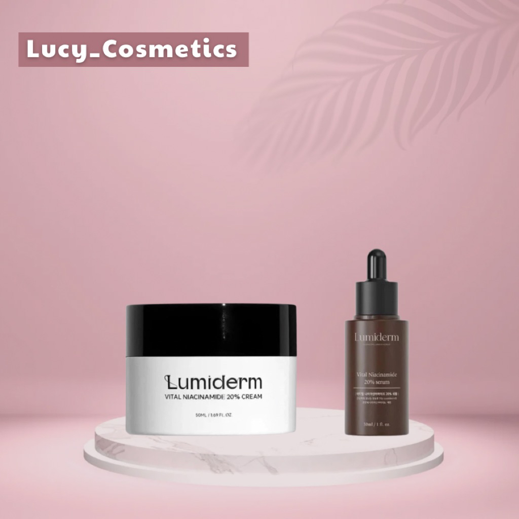 Combo Serum Niacinamide 20% (B3 20%) Lumiderm + Kem Dưỡng Vital Niacinamide 20% Lumiderm