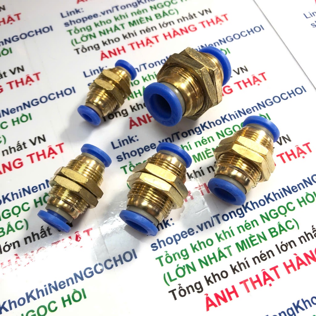 HÀNG THẬT Đầu nối nhanh PM, đầu nối khí PM 2 đầu PM-4 PM-6 PM-8 PM-10 PM-12 nối hơi nhanh 2 đầu PM4/