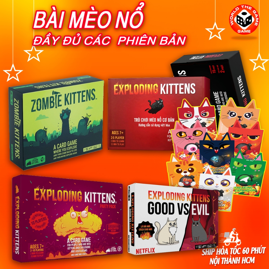   CAO CẤP  Combo Mèo Nổ + Full 8 bản mở rộng việt hóa trò chơi giải trí cho nhóm bạn 