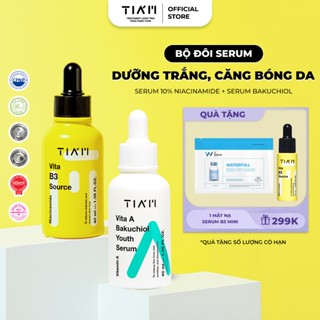 Bộ Đôi Dưỡng Trắng, Căng Bóng Da, Chống Lão Hoá Serum Niacinamide 10%, Serum Tia'm Bakuchiol 40ml