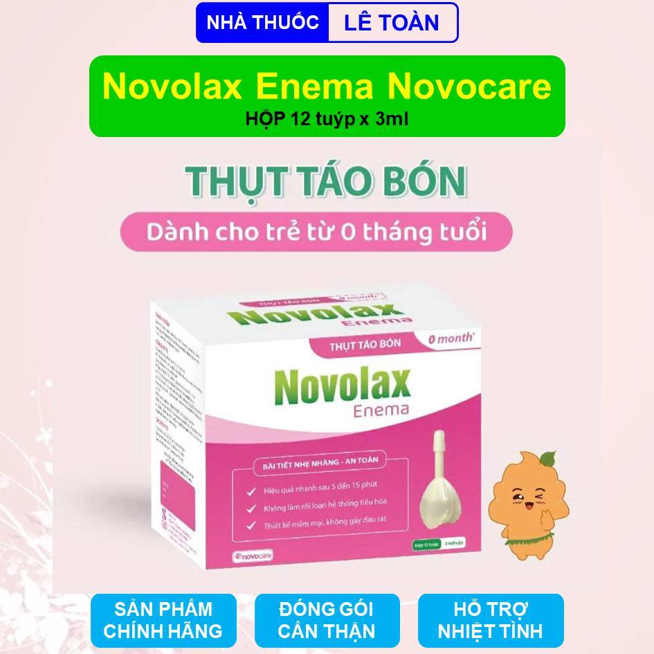 Novolax Enema thụt táo bón hộp 12 tuýp x 3ml dùng an toàn cho trẻ nhỏ