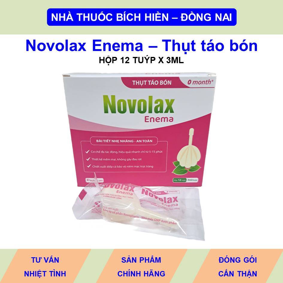 Thụt táo bón Novolax Enema bài tiết hiệu quả an toàn hộp 12 tuýp x 3ml