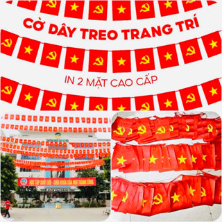 Cờ dây sao đảng - Cờ dây tổ quốc in 2 mặt, vải phi bóng dày đẹp