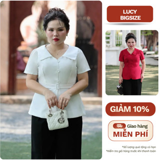 Áo nữ Bigsize 3 nút phối thắc lưng, phù hợp dự tiệc đi chơi, chất vải mềm mịn 50-90kg - LUCY Bigsize (CT23-210)