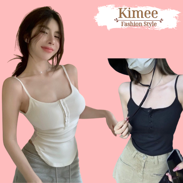 [KÈM MÚT NGỰC] Áo hai dây nữ áo thun hai dây dáng cong ôm body cài khuy ngực A191 KIMEE HOUSE