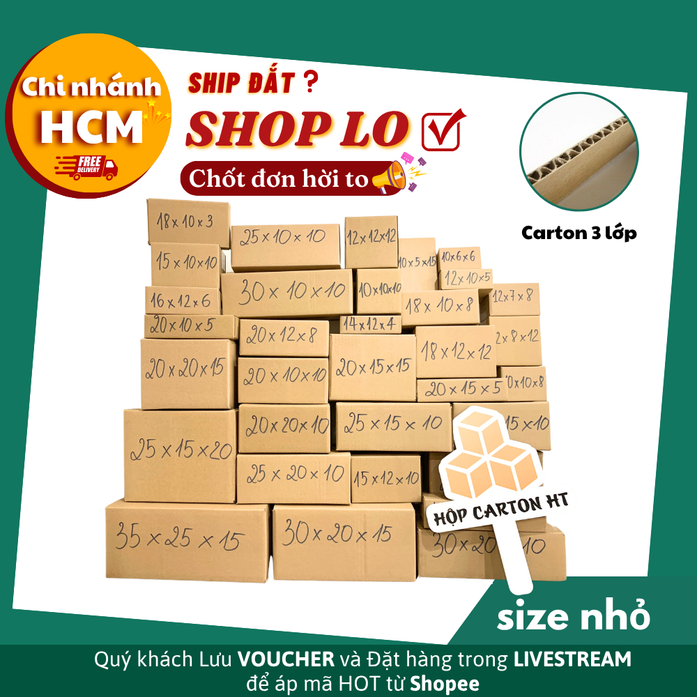 [HOẢ TỐC]- Combo 100 hộp carton đóng hàng nhiều size,full size nhiều kích thước đựng mỹ phẩm- HT HCM