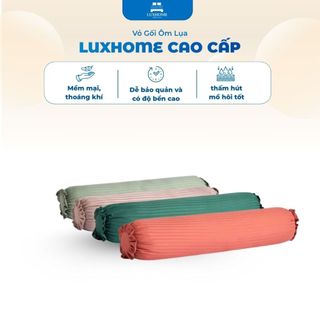 Vỏ Gối Ôm Lụa Tencel Luxhome Việt Nam Cao Cấp, Hoạ Tiết Đẹp Mắt Nhiều Màu, Không Xù Lông 37x105Cm