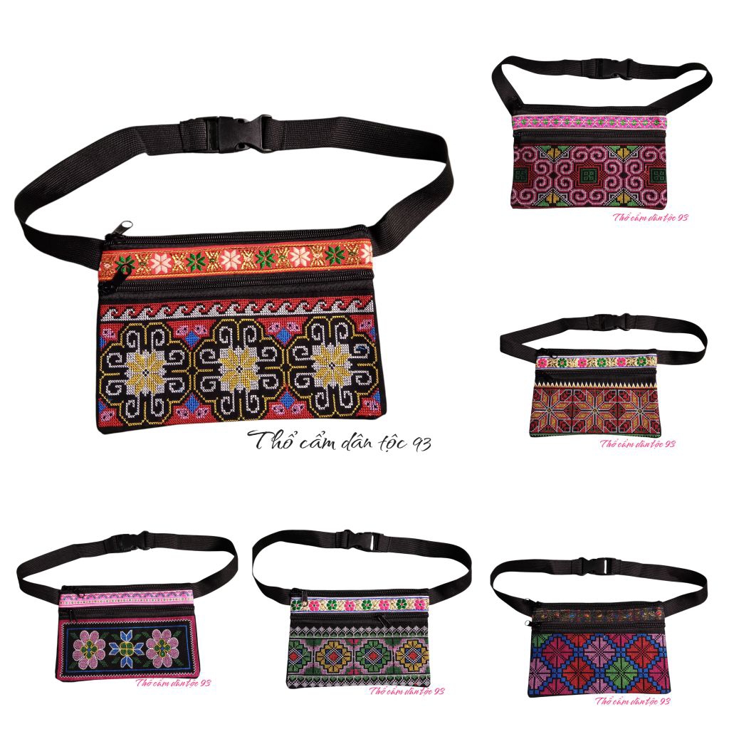 Túi ví đeo bụng cho các bà các mẹ. Túi thổ cẩm thêu tay handmade