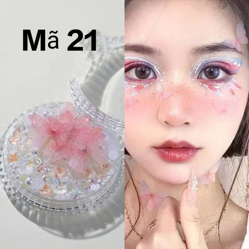 Đá đính mặt, miếng dán đính mắt makeup.