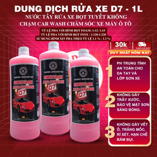 Dung Dịch Rửa Xe Không Chạm D7 Nước Tẩy Rửa Xe Bọt Tuyết Car Wash Chăm Sóc Xe Máy Ô Tô - Dedrik Brewter Chai 1 lít