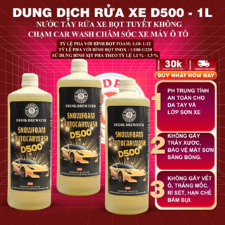 Dung Dịch Rửa Xe Không Chạm D500 Nước Tẩy Rửa Xe Bọt Tuyết Car Wash Chăm Sóc Xe Máy Ô Tô Dedrik Brewter - 1 Lít
