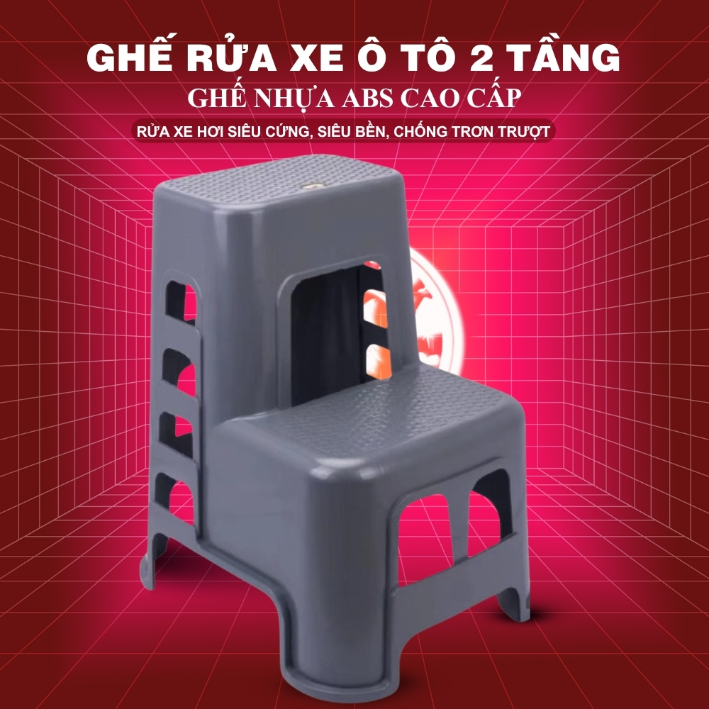 Ghế Rửa Xe Ô Tô 2 Tầng, Ghế Nhựa ABS Cao Cấp Rửa Xe Hơi Siêu Cứng, Siêu Bền, Chống Trơn Trượt DEDRIK