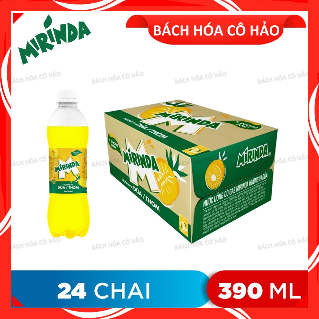 THÙNG 24 CHAI NƯỚC GIẢI KHÁT HƯƠNG DỨA MIRINDA 390ML