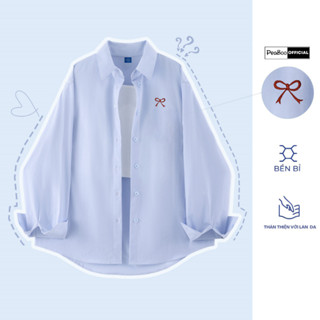Áo Sơ Mi Thô THÊU Nam Nữ Dài Tay By PEABOO Mã SM BST07 Form Rộng Thoải Mái Dáng Unisex
