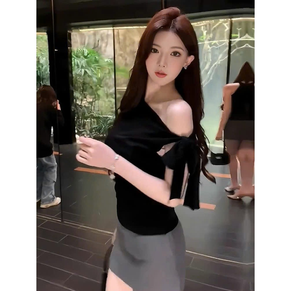 Áo Kiểu Croptop Trễ Vai Kèm Dây Buộc Nơ Nữ Siêu Tôn Dáng | BigBuy360 - bigbuy360.vn