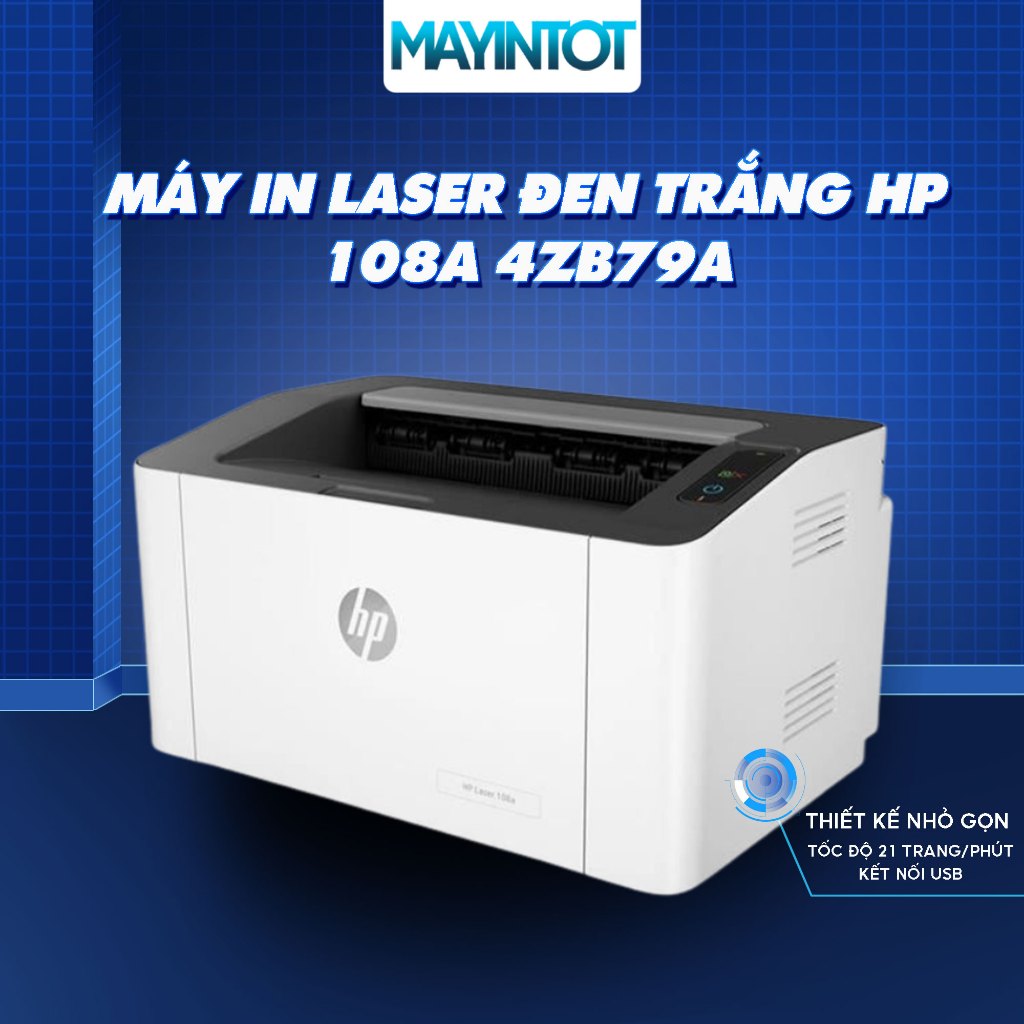 Máy In Laser Đen Trắng HP 108A 4ZB79A - Tốc Độ 20 Trang/Phút, Kết Nối USB, Thiết Kế Nhỏ Gọn - Máy In