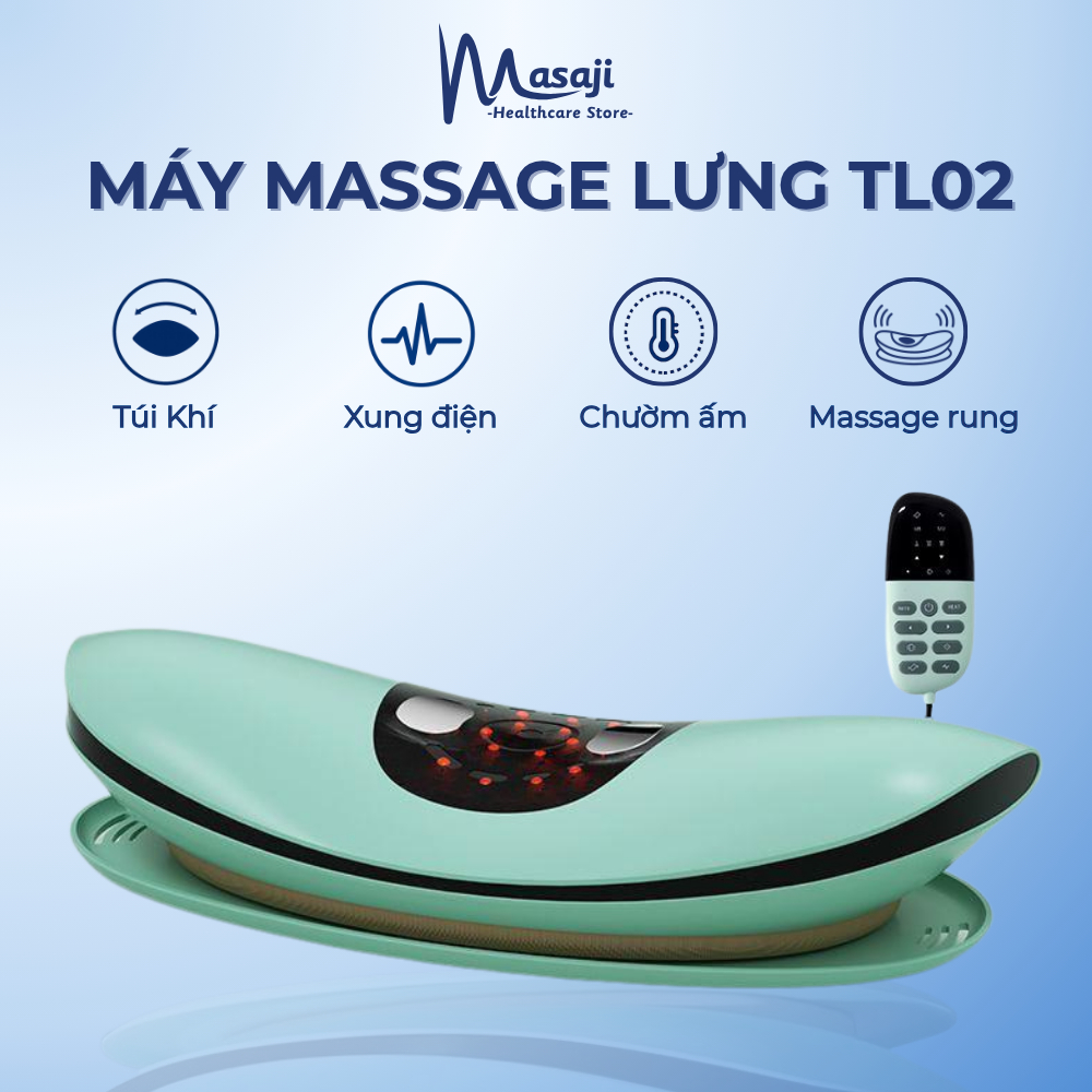 Máy massage lưng TL02 rung kết hợp túi khí, massage lưng xung điện chườm ấm hỗ trợ giảm đau Masaji