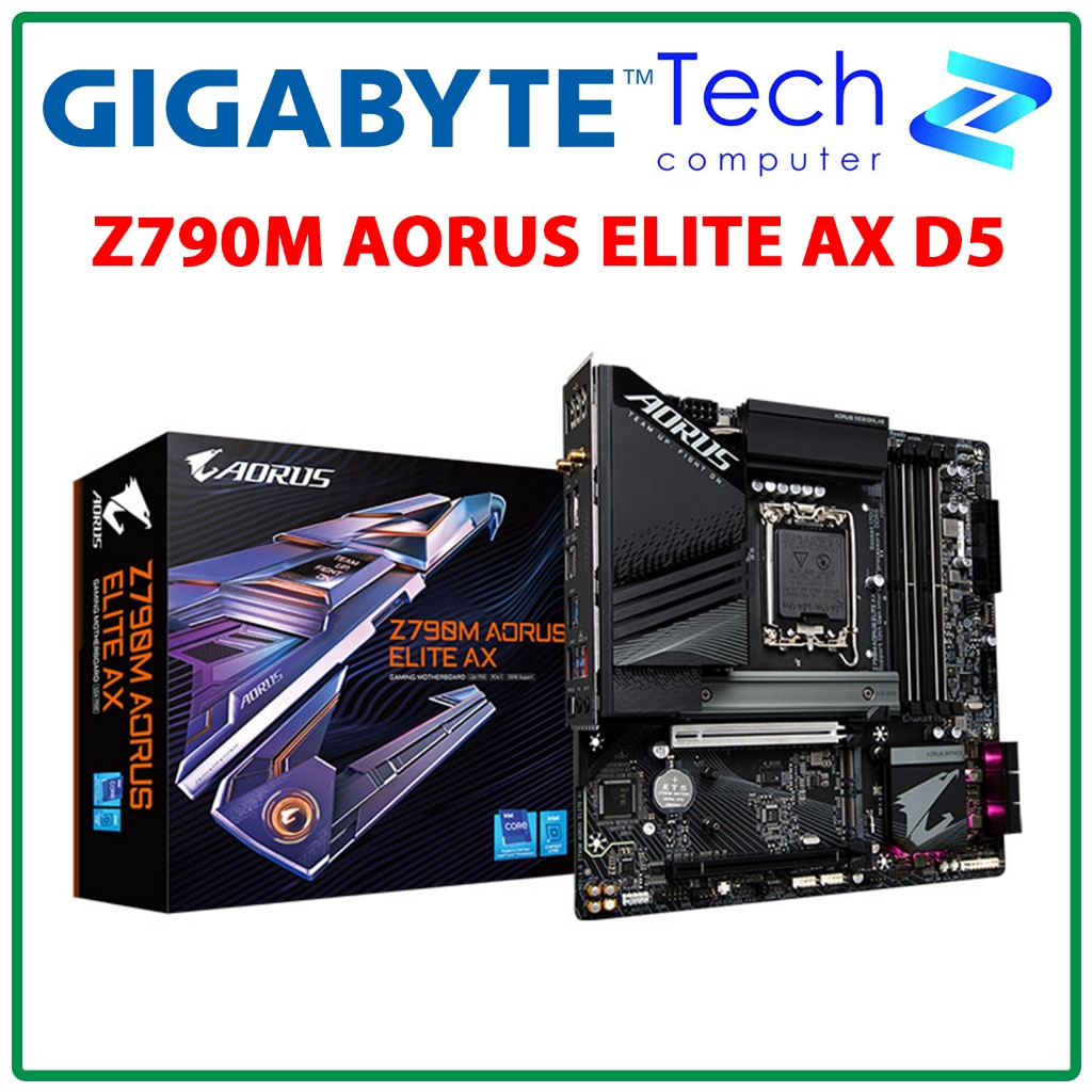 Mainboard Gigabyte Z790M AORUS ELITE AX DDR5 (LGA1700 / Wi‑Fi 6E / Bluetooth 5.3 / PCIe 5.0 / M‑ATX 