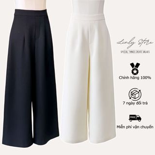 Quần dài cạp cao thiết kế dáng suông ống rộng, quần suông dài nữ basic ống đứng Linly Store QD-D2