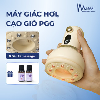 Máy giác hơi PGG 8 đầu bi massage, máy giác hơi cầm tay màn hình Led chườm ấm hỗ trợ giảm đau Masaji