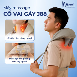Máy massage cổ vai gáy J88 6 đầu silicone, máy mát xa xoa bóp chườm ấm hồng ngoại giảm đau Masaji