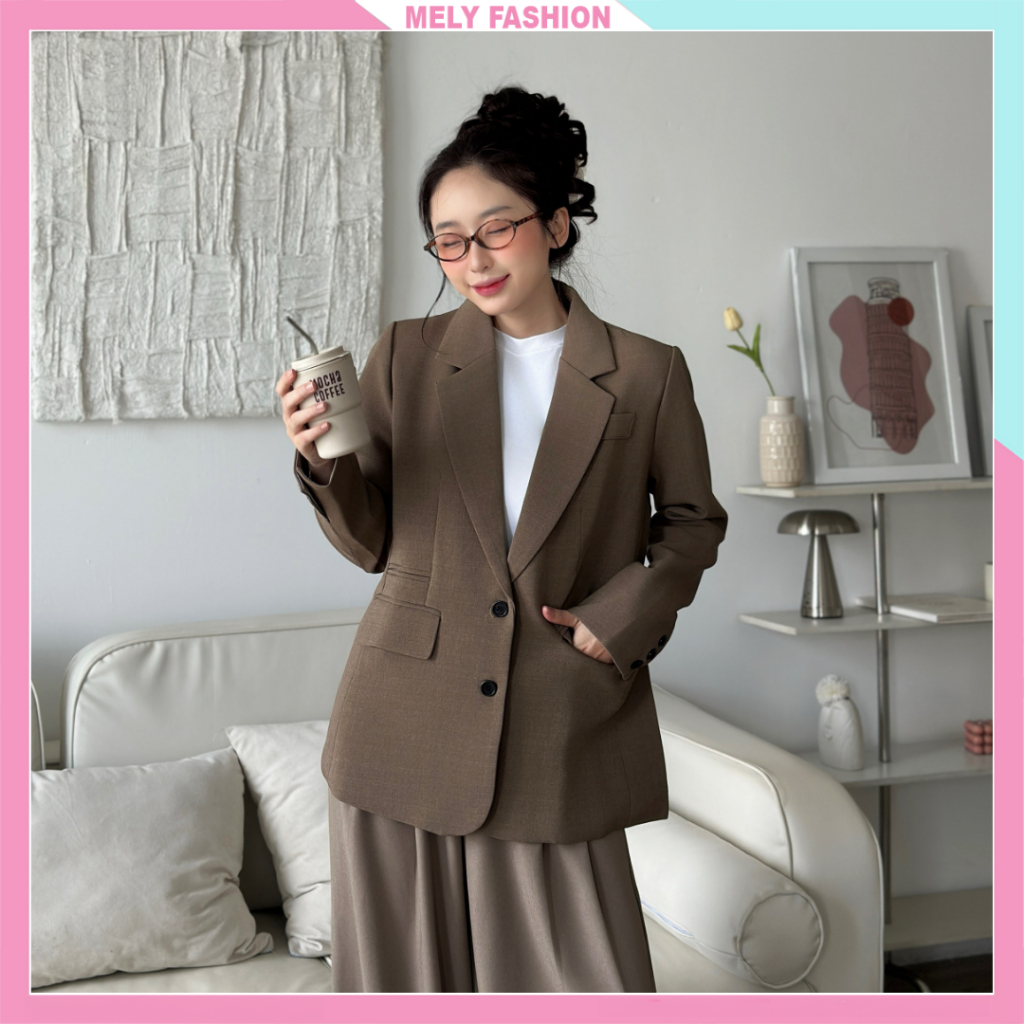 Áo khoác blazer nữ Mely Fashion form rộng dài tay phong cách Hàn Quốc trẻ trung tôn dáng dễ phối đồ có lớp đệm vai ASM45 | BigBuy360 - bigbuy360.vn
