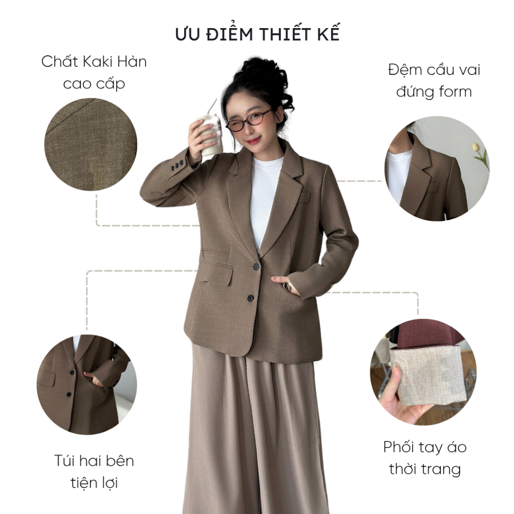 Áo khoác blazer nữ Mely Fashion form rộng dài tay phong cách Hàn Quốc trẻ trung tôn dáng dễ phối đồ có lớp đệm vai ASM45 | BigBuy360 - bigbuy360.vn