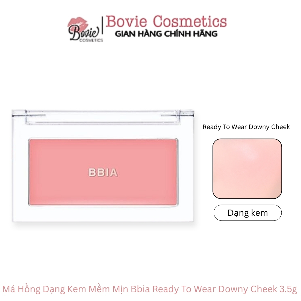 (Kèm mút tán) Má Hồng Dạng Kem Mềm Mịn, Chuẩn Màu Bbia Ready To Wear Downy Cheek 3.5g